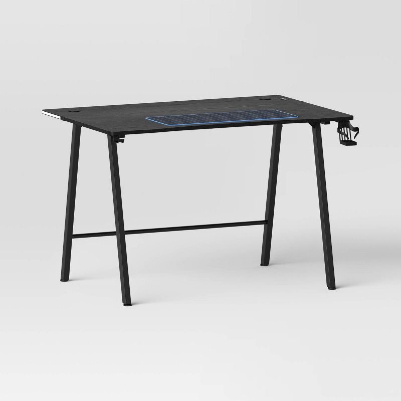 slide 1 of 17, Gaming Desk with LED Lights and Headphone Holder Black - Room Essentials™, 1 ct