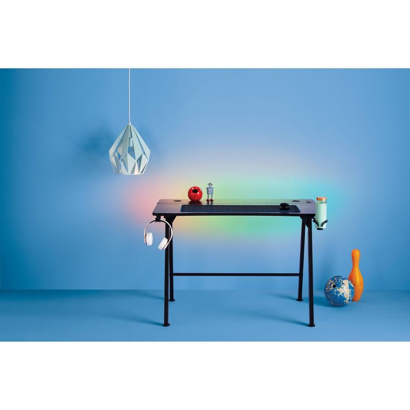 slide 8 of 17, Gaming Desk with LED Lights and Headphone Holder Black - Room Essentials™, 1 ct