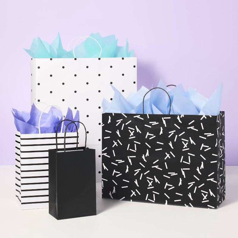 slide 2 of 3, White/Black Confetti Medium Gift Bag - Spritz™, 1 ct