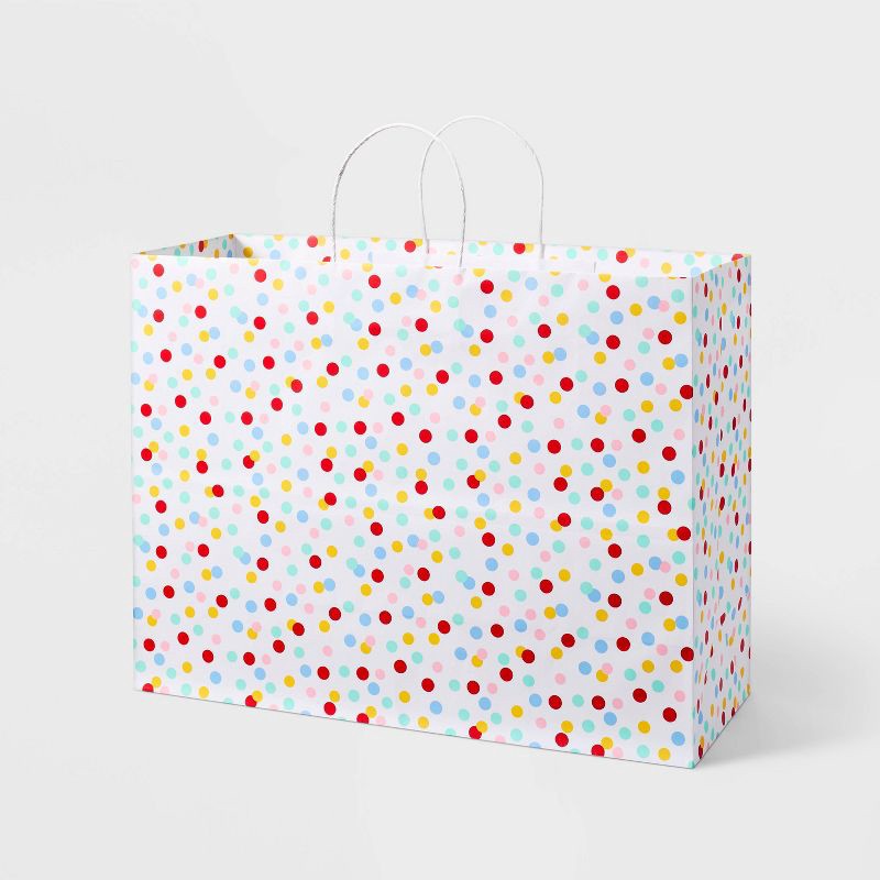 slide 1 of 3, XL Polka Dot Gift Bag White - Spritz™, 1 ct