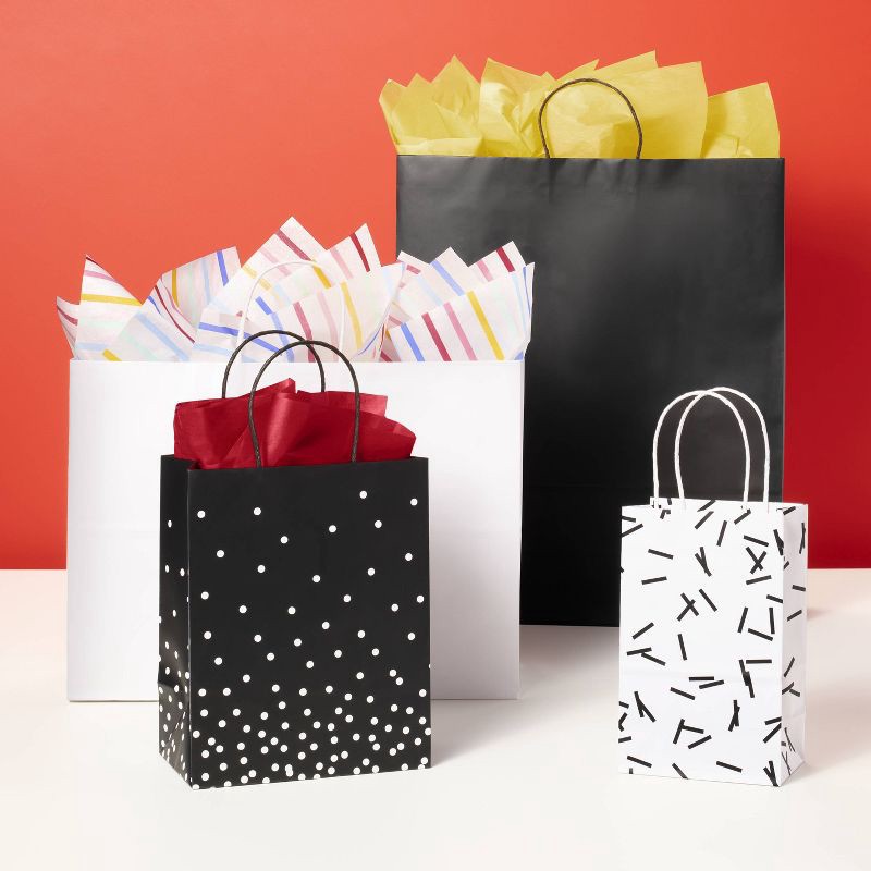 slide 2 of 3, Black/White Dots Small Gift Bag - Spritz™, 1 ct