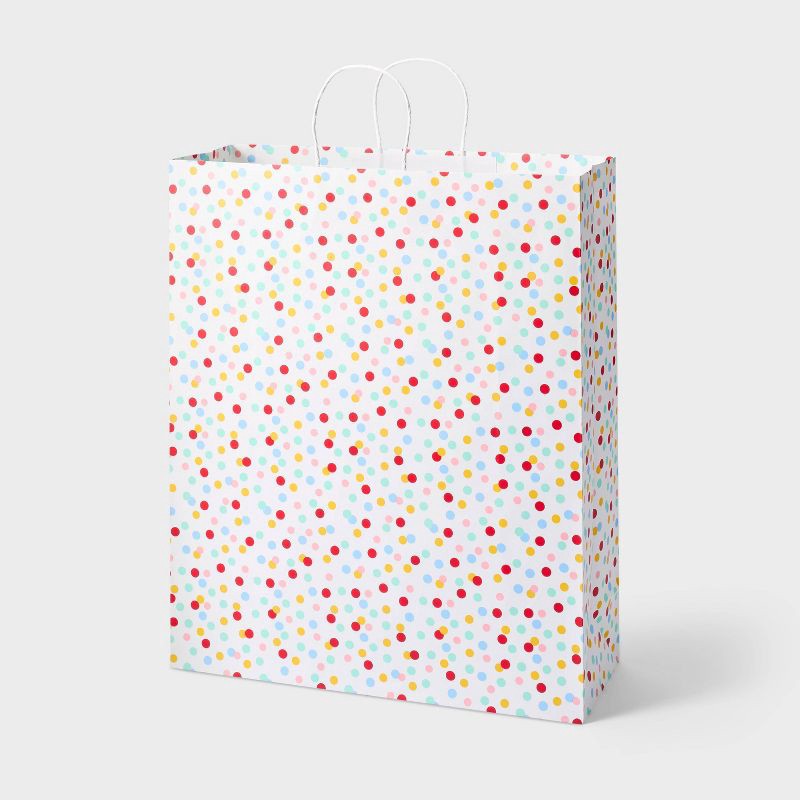 slide 1 of 3, XLarge Polka Dot Gift Bag White - Spritz™, 1 ct
