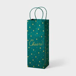 'Cheers' Wine Gift Bag Green/Gold - Spritz™