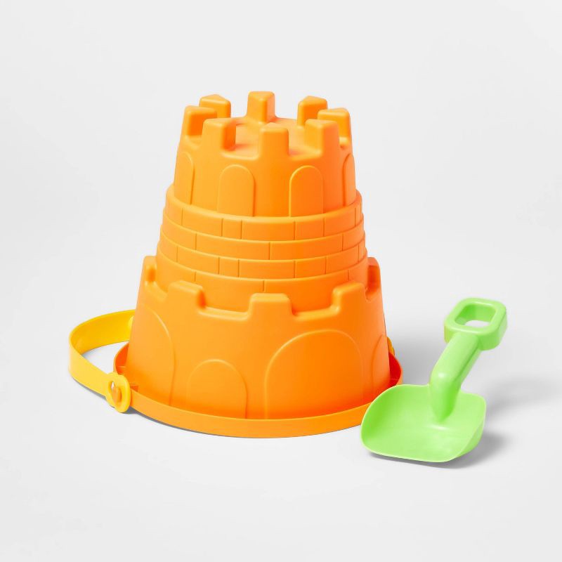slide 2 of 3, Sand Bucket with Shovel Orange - Sun Squad™: Beach Toys for Kids, Ages 18 Months+, 1 ct