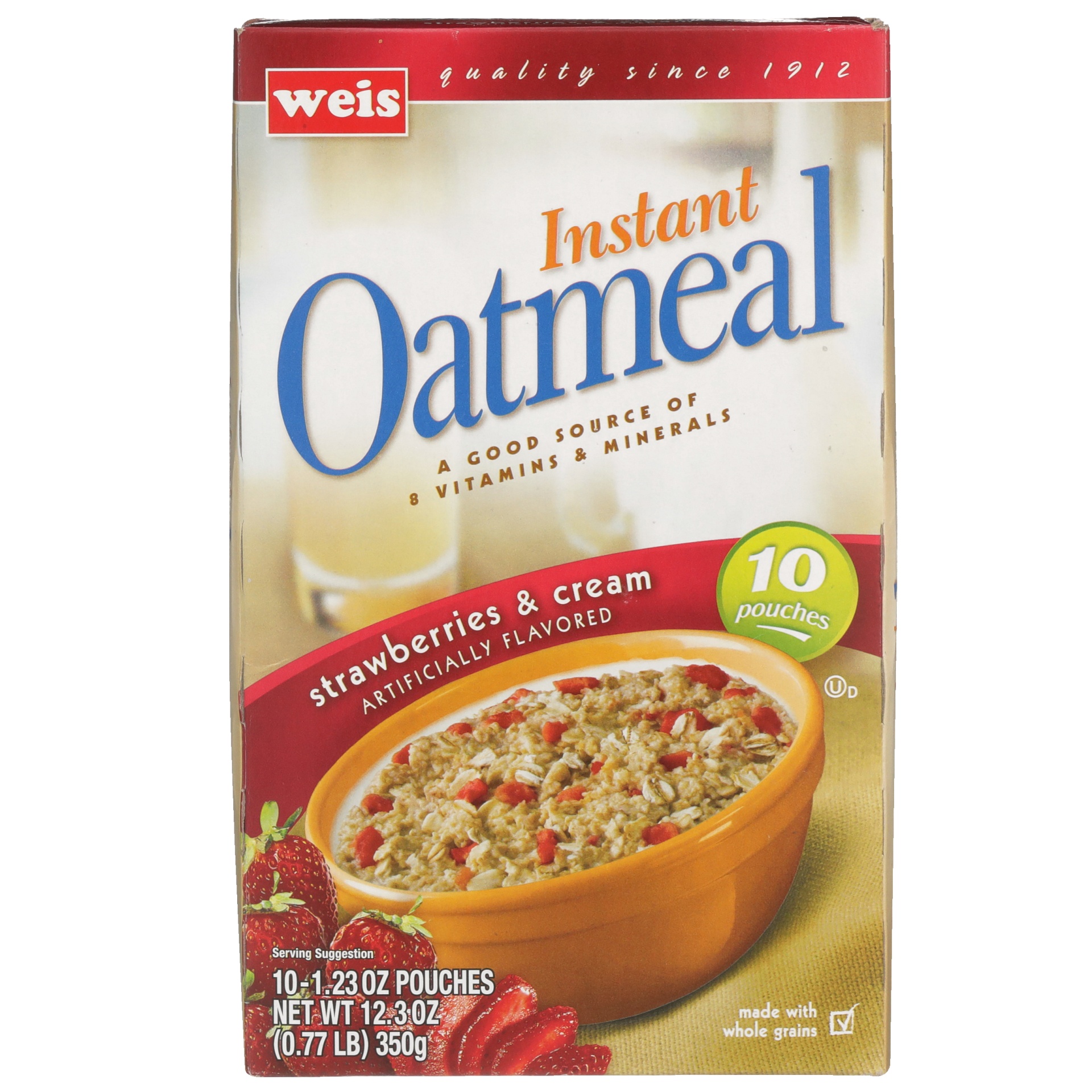 slide 1 of 6, Weis Quality Strawberry and Cream Instant Oatmeal, 12.3 oz