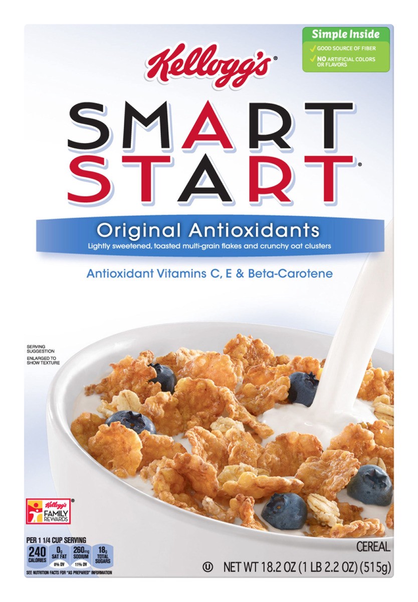 slide 1 of 5, Kellogg's Smart Start Breakfast Cereal, Fiber Cereal, Whole Grain Snacks, Original Antioxidants, 18.2oz Box, 1 Box, 18.2 oz