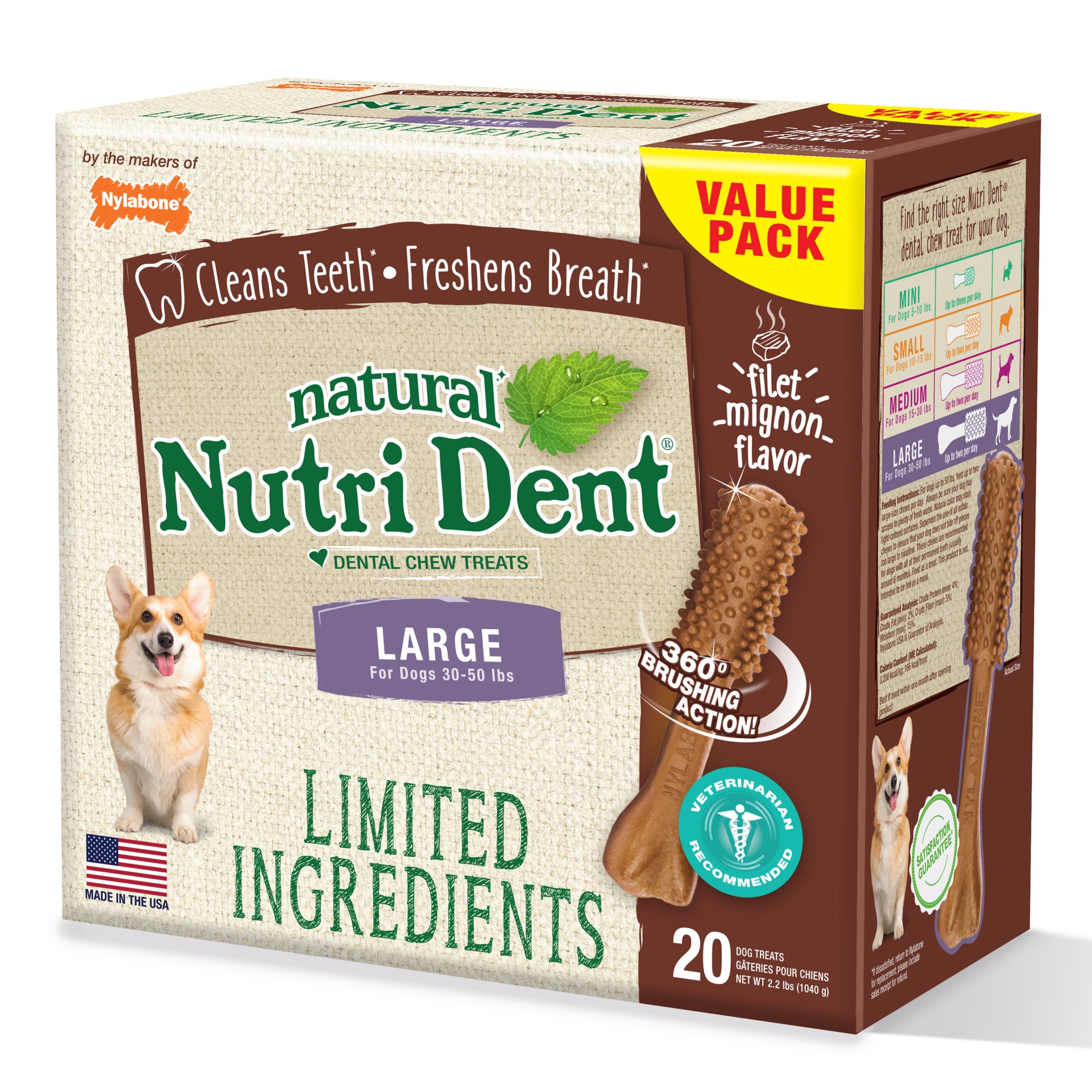 slide 8 of 10, Nutri Dent Value Pack Large Filet Mignon Flavor Dog Treats 20 ea, 20 ct