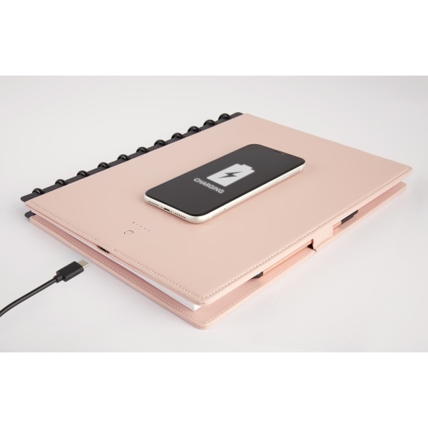 slide 1 of 10, TUL Wireless Charging Discbound Notebook, Leather Cover, Blush, 1 ct