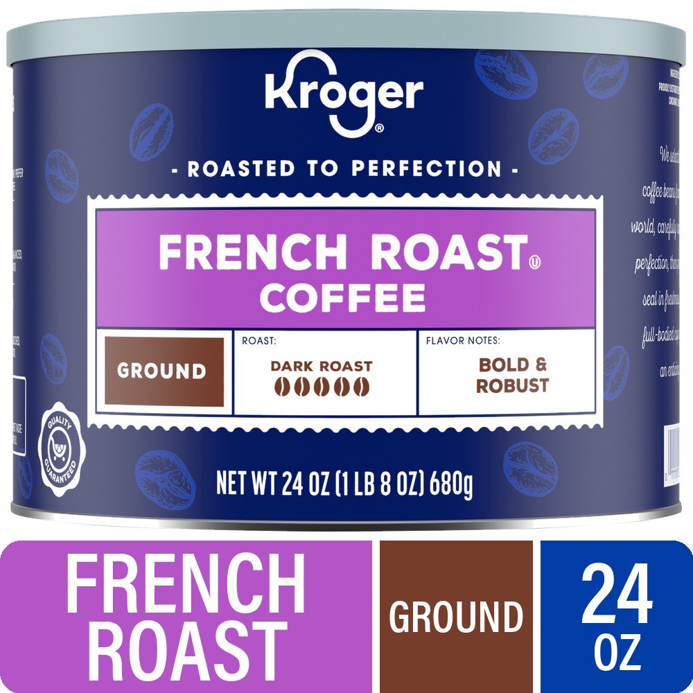 slide 1 of 6, Kroger French Roast Medium Dark Roast Ground Coffee, 24 oz