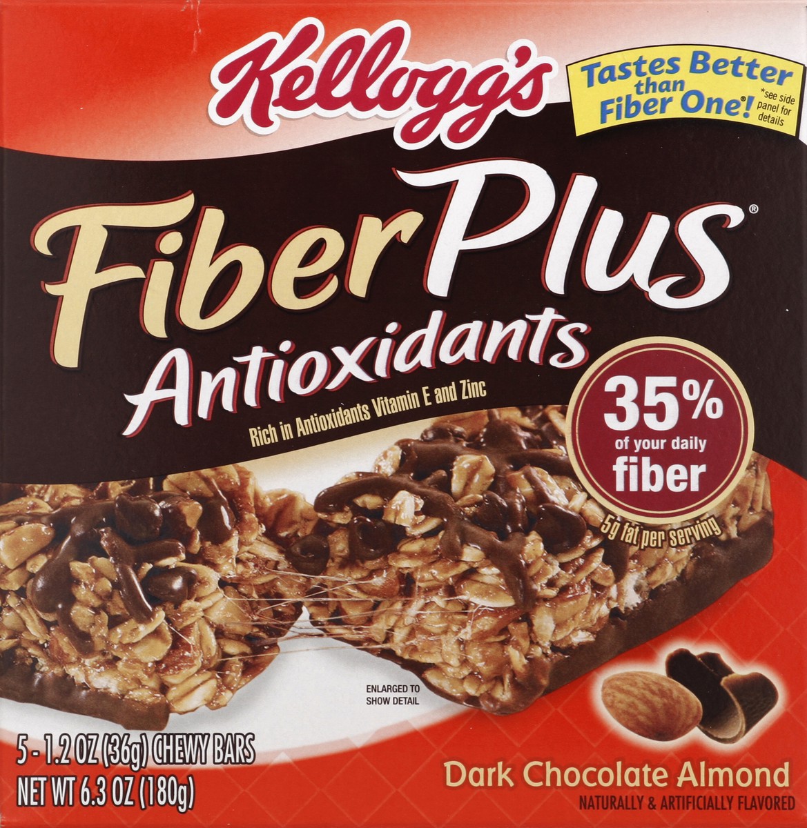 slide 5 of 6, Kellogg's Fiberplus Antioxidants Dark Chocolate Almond Chewy Bars, 5 ct; 6.3 oz