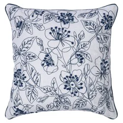 Haven + Key Floral Decorative Throw Pillow - Green Embroidery