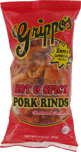 slide 2 of 2, Grippo's Hot Pork Rinds, 2 oz