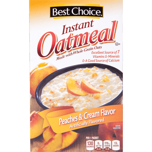 slide 1 of 1, Best Choice Instant Oatmeal Peaches & Cream, 12 oz