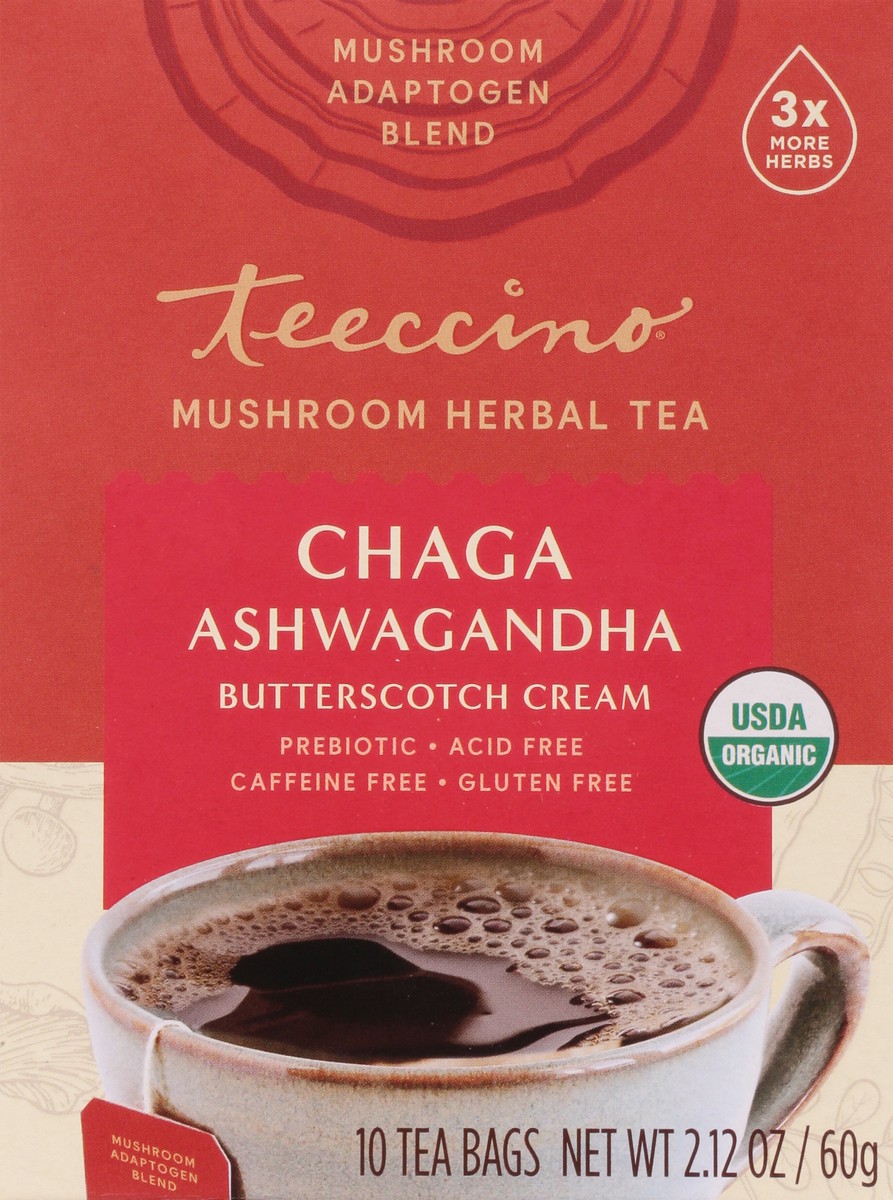slide 4 of 13, Teeccino Tea Bags Chaga Ashwagandha Herbal Tea 10 ea, 10 ct