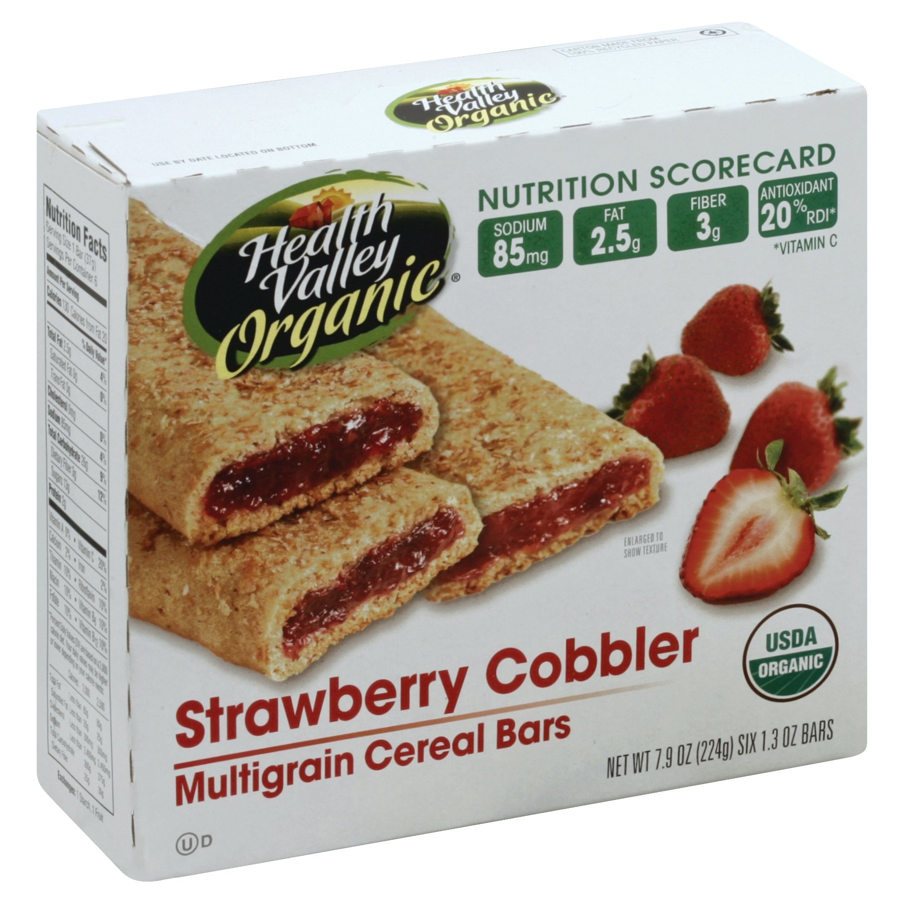 slide 1 of 1, Health Valley Strawberry Cobbler Multigrain Cereal Bars, 6 ct; 1.3 oz