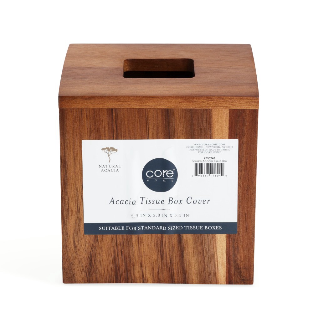 slide 1 of 2, Acacia Wood Tissue Box Cover, 1 ct