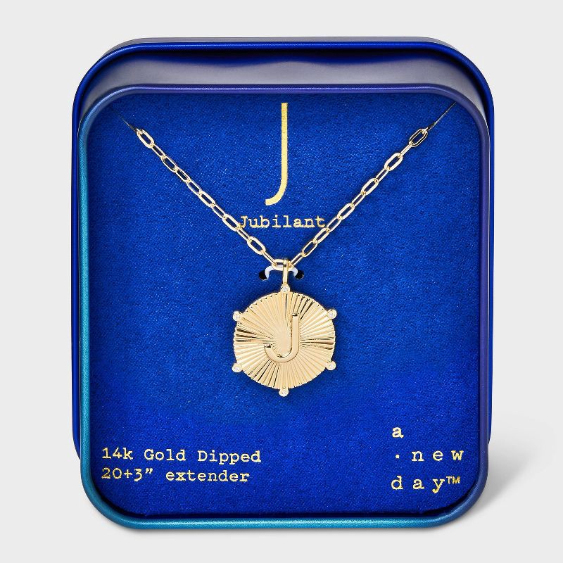 14K Gold Dipped Diamond Ray Disc Initial J Pendant Necklace A New Day Gold 1 ct Shipt