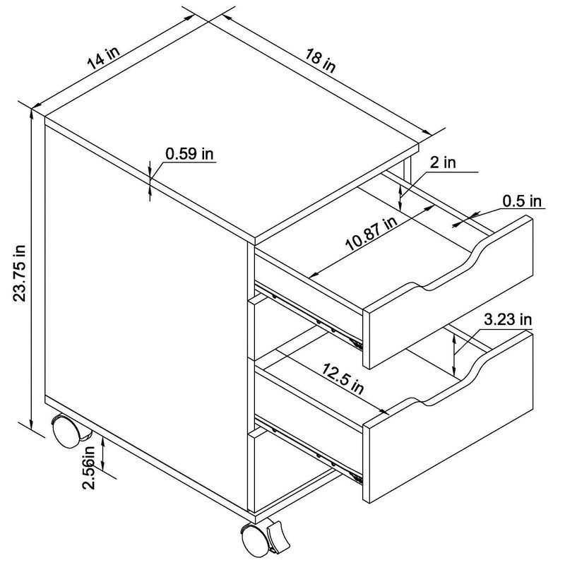 slide 7 of 8, Loring Rolling Cabinet White - Threshold™: Mobile Office Furniture Set with Drawers, 1 ct