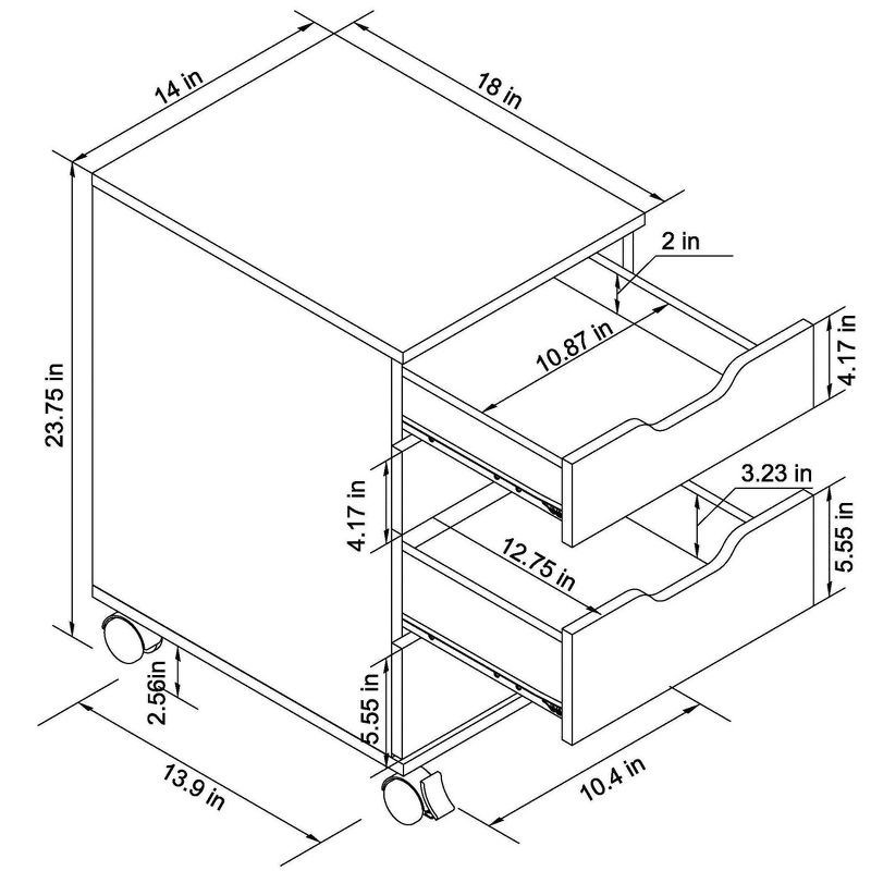 slide 8 of 8, Loring Rolling Cabinet White - Threshold™: Mobile Office Furniture Set with Drawers, 1 ct