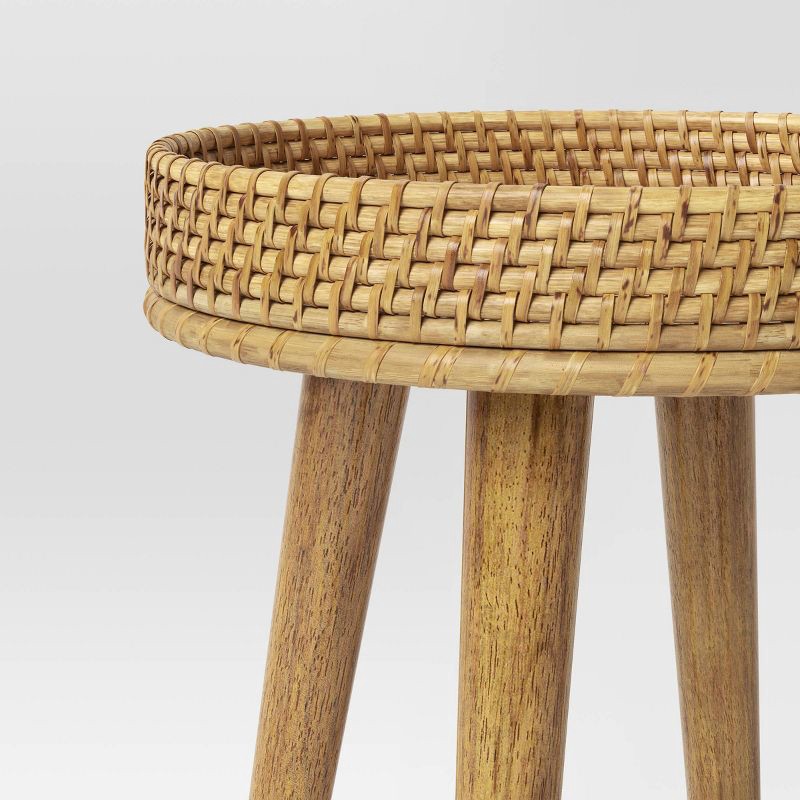 slide 4 of 5, Round Natural Woven Accent Table - Threshold™ Fully Assembled, 1 ct