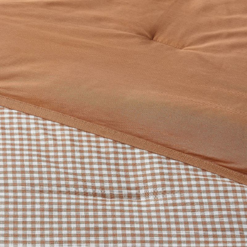 slide 3 of 5, Full/Queen Mini Gingham Comforter and Sham Set Camel - Threshold™: Weave, Midweight Fabric, 3-Piece Set, 1 ct