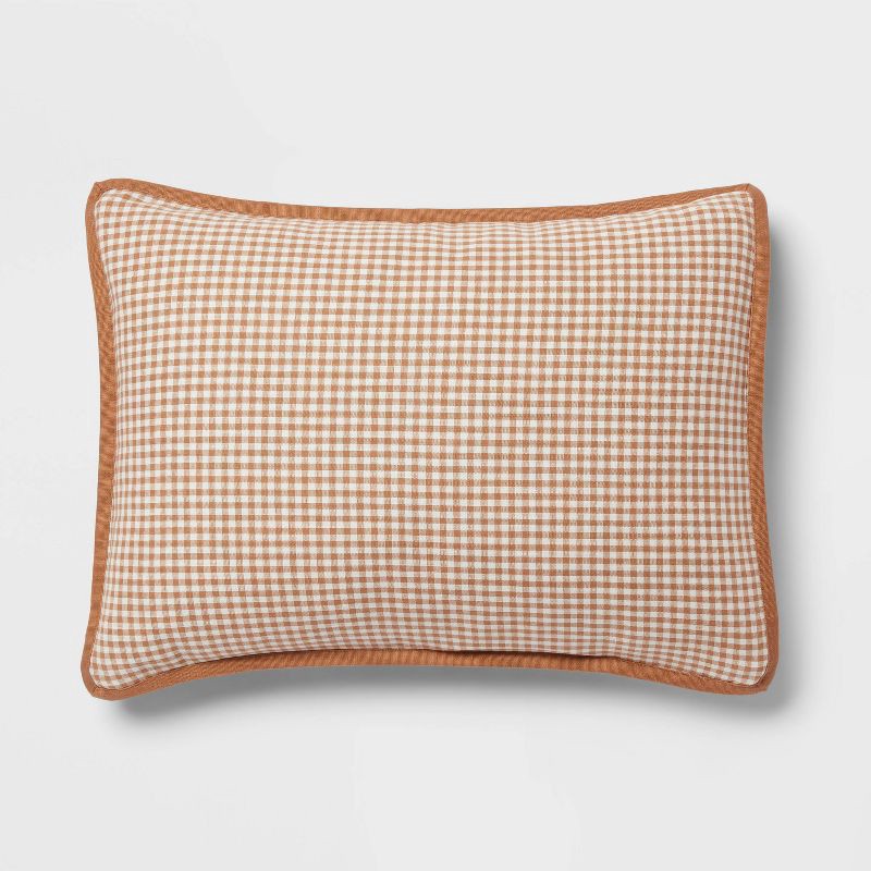 slide 4 of 5, Full/Queen Mini Gingham Comforter and Sham Set Camel - Threshold™: Weave, Midweight Fabric, 3-Piece Set, 1 ct