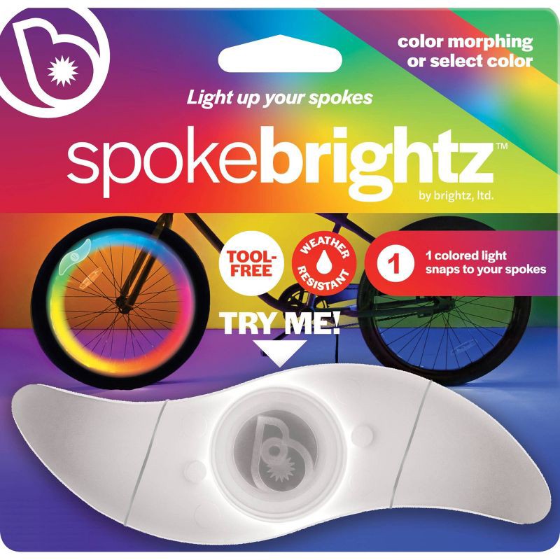 slide 1 of 3, Brightz Spoke LED Bike Light - Color Morphing: Silicone, 15-Hour Battery Life, 1 ct
