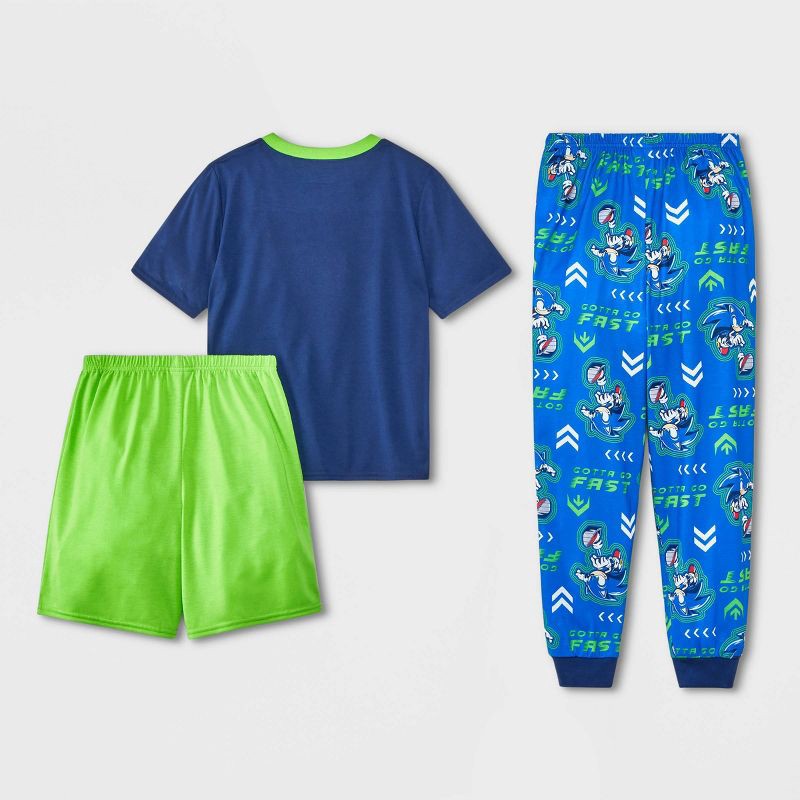 slide 2 of 4, Boys' Sonic the Hedgehog 3pc Pajama Set - Blue S, 3 ct