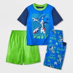 Boys' Sonic the Hedgehog 3pc Pajama Set - Blue S