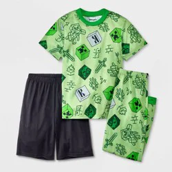 Boys' Minecraft 3pc Pajama Set - Green M