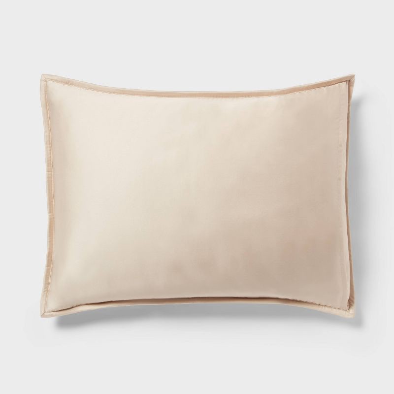 slide 5 of 5, 3pc King TENCEL™ Comforter and Sham Set Khaki - Threshold™: Satin Weave, 320 Thread Count, Cooling Bedding Set, 3 ct