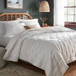 Full/Queen TENCEL™ Comforter and Sham Set White - Threshold™: OEKO-TEX Certified, 320 Thread Count, Cooling Fabric