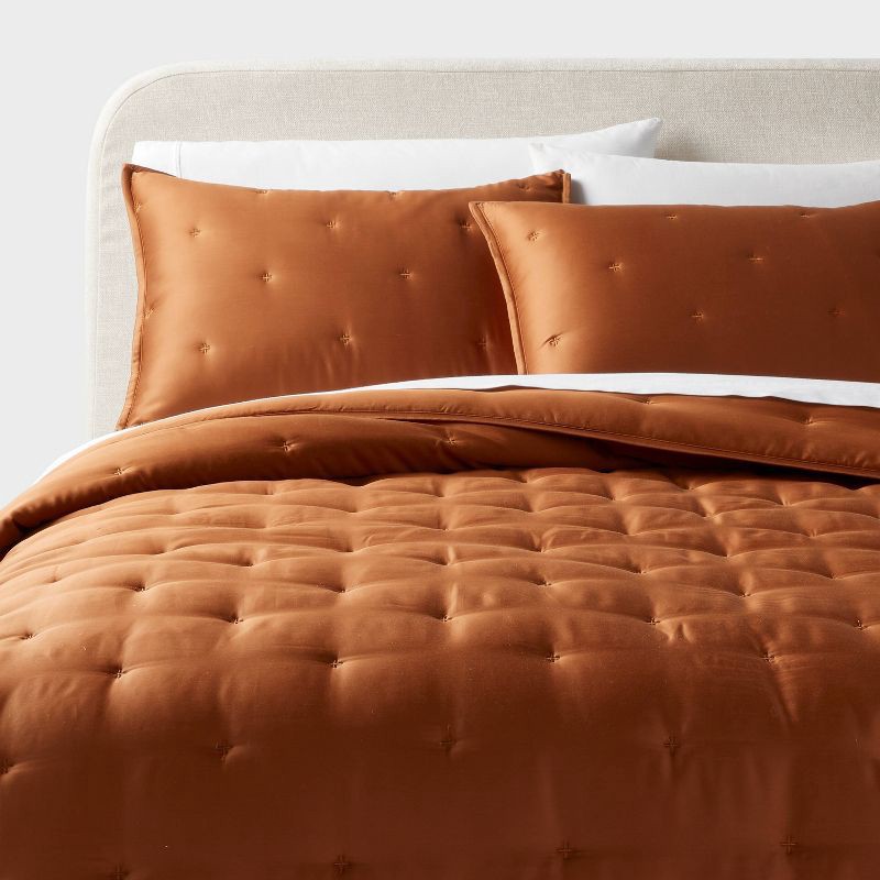 slide 2 of 5, Full/Queen TENCEL™ Comforter and Sham Set Copper - Threshold™: 320 Thread Count, Cooling, Midweight Fabric, 1 ct