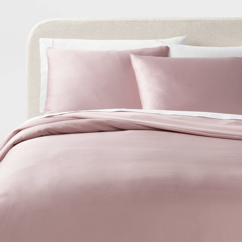 slide 2 of 5, King TENCEL™ Duvet Cover and Sham Set Blush - Threshold™: OEKO-TEX Certified, 320 Thread Count, Cooling Satin Weave, 1 ct