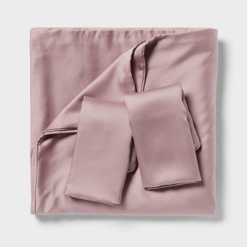 slide 3 of 5, King TENCEL™ Duvet Cover and Sham Set Blush - Threshold™: OEKO-TEX Certified, 320 Thread Count, Cooling Satin Weave, 1 ct
