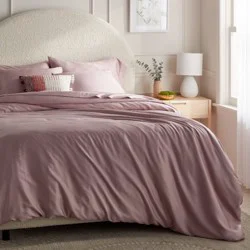 King TENCEL™ Duvet Cover and Sham Set Blush - Threshold™: OEKO-TEX Certified, 320 Thread Count, Cooling Satin Weave