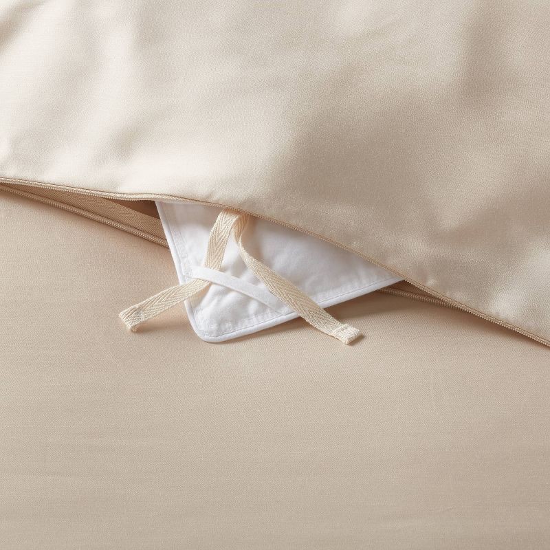 slide 6 of 6, Full/Queen TENCEL™ Duvet Cover and Sham Set Khaki - Threshold™: 320 Thread Count, OEKO-TEX Certified, Cooling, 1 ct