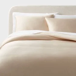 Full/Queen TENCEL™ Duvet Cover and Sham Set Khaki - Threshold™: 320 Thread Count, OEKO-TEX Certified, Cooling