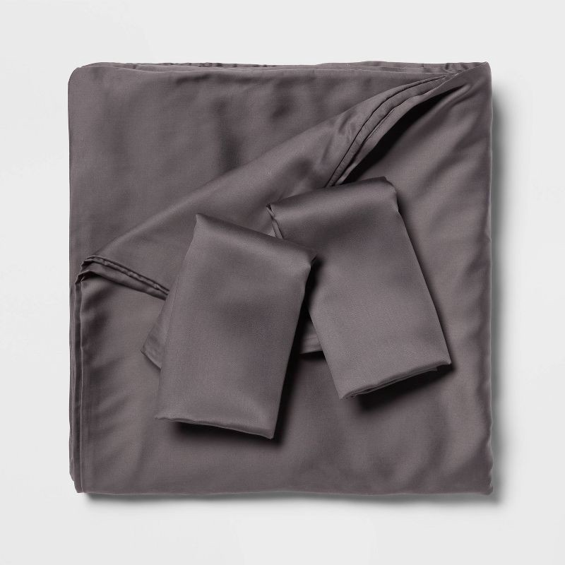 slide 3 of 5, King TENCEL™ Duvet Cover and Sham Set Dark Gray - Threshold™: OEKO-TEX Certified, 320 Thread Count, Cooling Satin Weave, 1 ct