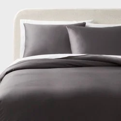 King TENCEL™ Duvet Cover and Sham Set Dark Gray - Threshold™: OEKO-TEX Certified, 320 Thread Count, Cooling Satin Weave