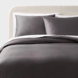 King TENCEL™ Duvet Cover and Sham Set Dark Gray - Threshold™: OEKO-TEX Certified, 320 Thread Count, Cooling Satin Weave