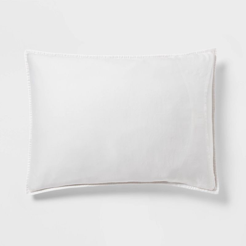 slide 3 of 3, Standard TENCEL® Quilt Sham White - Threshold™: OEKO-TEX Certified, Cooling, 300 Thread Count, Woven Texture, 1 ct