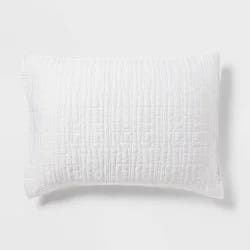 Standard TENCEL® Quilt Sham White - Threshold™: OEKO-TEX Certified, Cooling, 300 Thread Count, Woven Texture