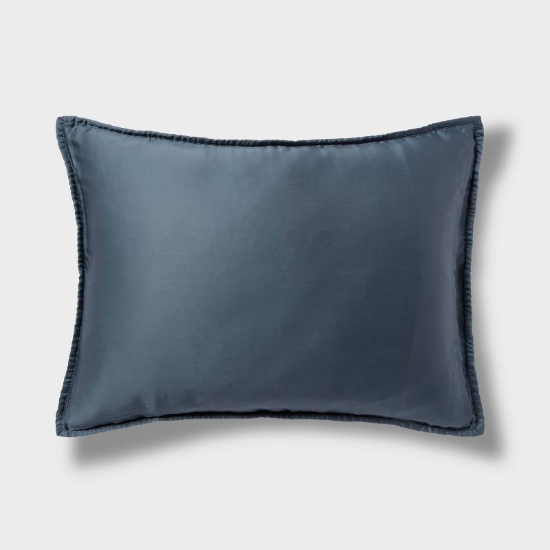 slide 3 of 3, Standard TENCEL® Quilt Sham Slate Blue - Threshold™: Cooling Woven Lyocell, OEKO-TEX Certified, 300 Thread Count, 1 ct