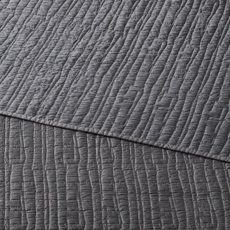 slide 3 of 3, Full/Queen TENCEL® Quilt Dark Gray - Threshold™: OEKO-TEX Certified, Lightweight Woven Coverlet, Cooling Comfort, 1 ct