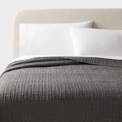 Full/Queen TENCEL® Quilt Dark Gray - Threshold™: OEKO-TEX Certified, Lightweight Woven Coverlet, Cooling Comfort