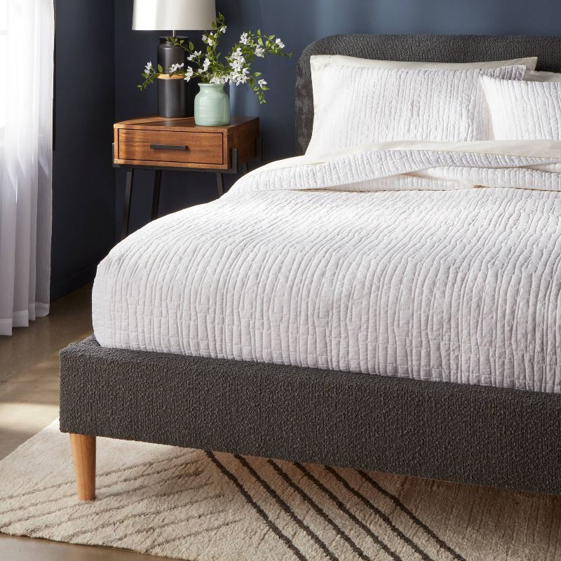 slide 2 of 3, Full/Queen TENCEL® Quilt White - Threshold™: OEKO-TEX Certified, Lightweight, Cooling Comfort Coverlet, 1 ct