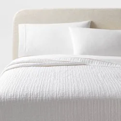King TENCEL® Quilt White - Threshold™: OEKO-TEX Certified, Cooling Lightweight Coverlet, 300 Thread Count