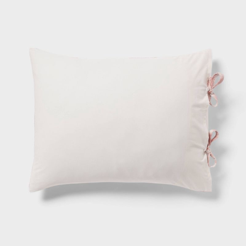 slide 5 of 5, King Yarn Dye Ikat Comforter and Sham Set Ivory/Mauve - Threshold™: Jacquard, Machine Washable, OEKO-TEX Certified, 1 ct