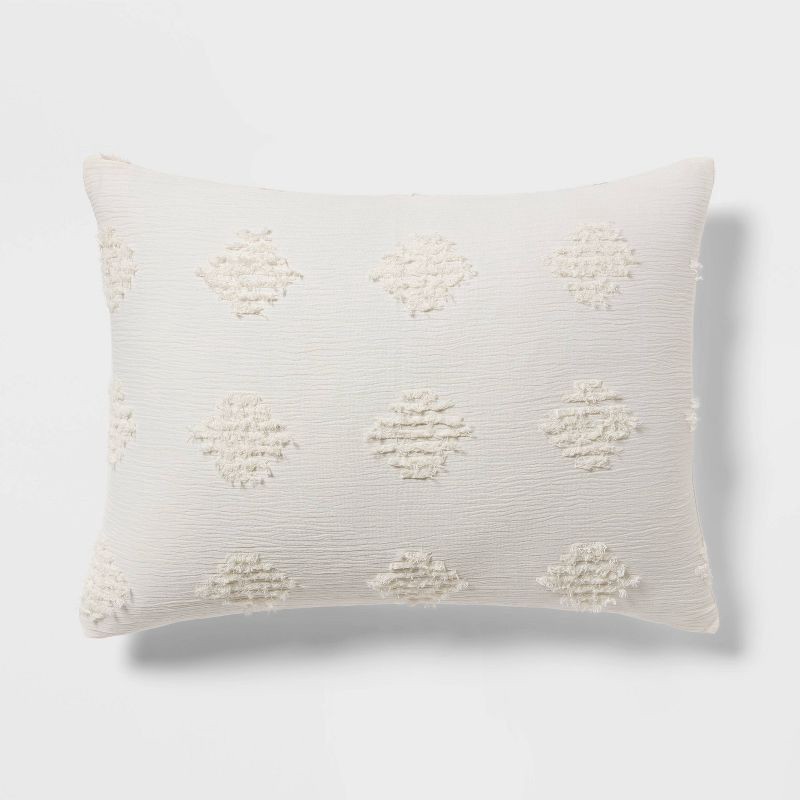 slide 4 of 6, King Tufted Diamond Crinkle Duvet Cover and Sham Set Ivory - Threshold™, 1 ct